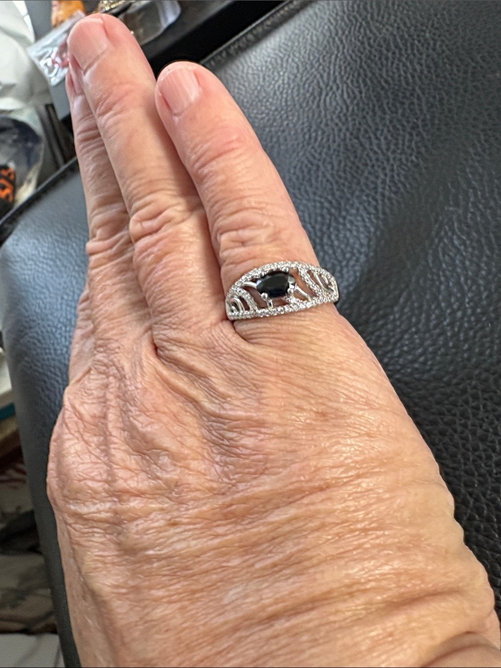 Silver Ring with Dark Garnet CZ Stones ( Brand New) - Picture 2 of 7